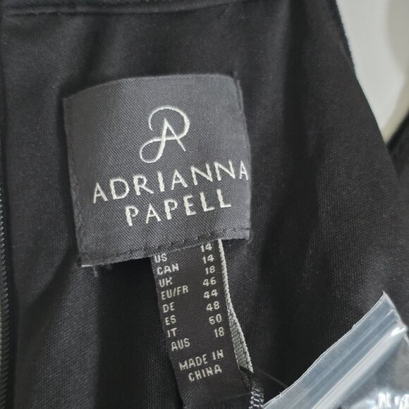 Adrianna Papell Velvet Dress Womens 14 Black Beaded Embellished Collar Stretch - Picture 4 of 16